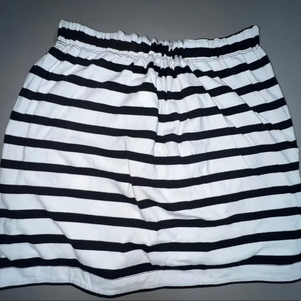 NWT Gymboree Reversible Skirt Polka Dot & Striped Black Size 8